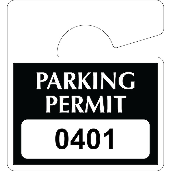 Lustre-Cal Laminated Hanging Parking Permit Black 3in x 2.75in 30mil Plastic Serialized 401-450, 50PK 253813301K0401 - main